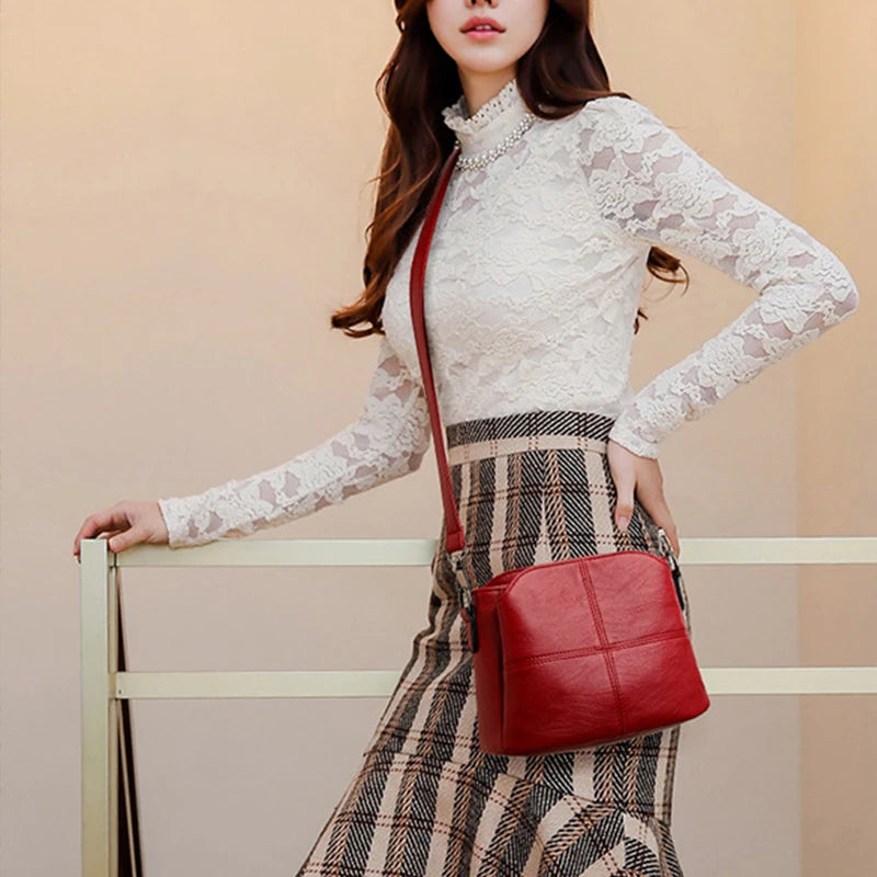 Square leather shoulder purse