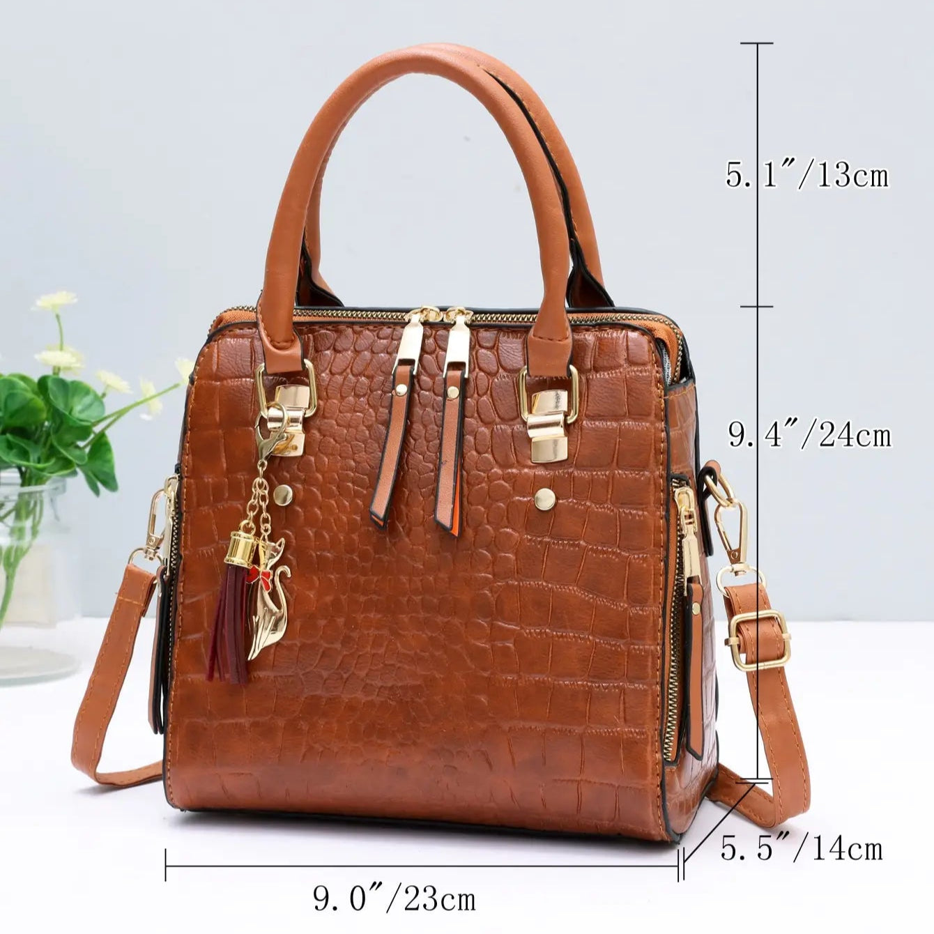 Top-handle leather handbag
