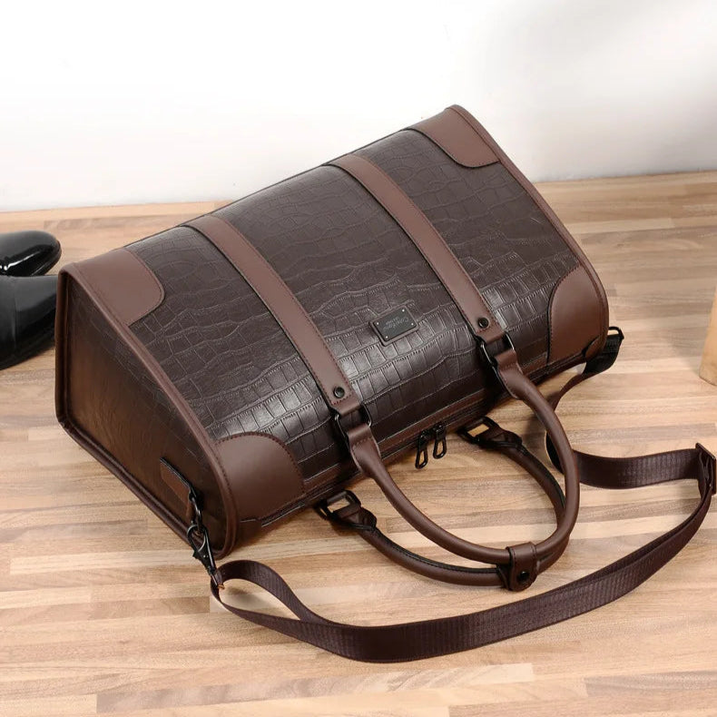 Unisex leather duffle bag