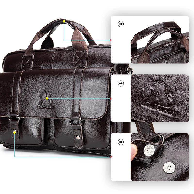 Vintage leather laptop briefcase