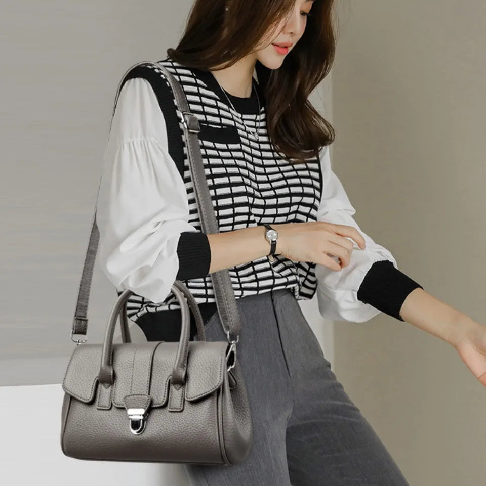 Designer-inspired leather handbag