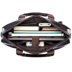 Men's structured leather laptop case