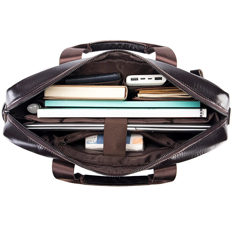 Men's structured leather laptop case