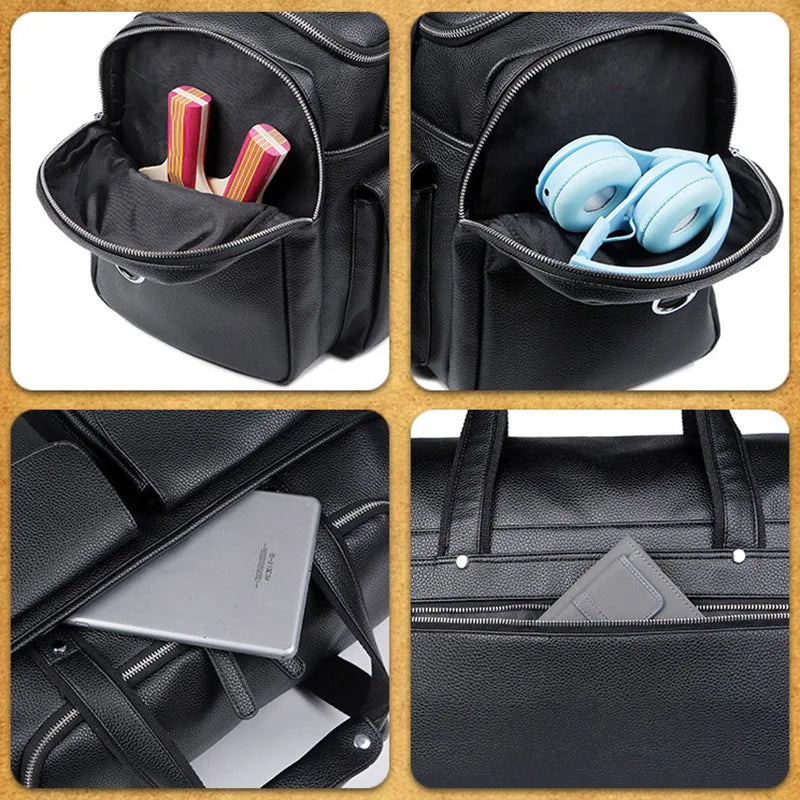 Urban leather holdall with top handles