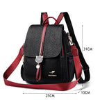 Contrast-strap leather backpack