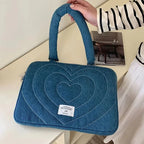 Bowknot heart denim laptop bag