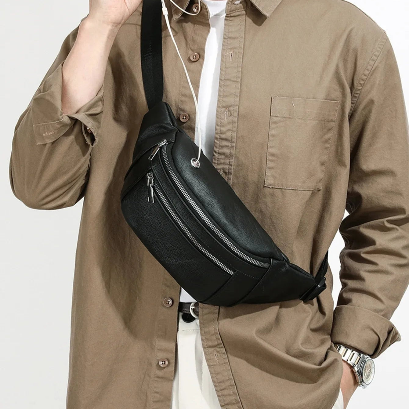 Soft leather crossbody bum bag