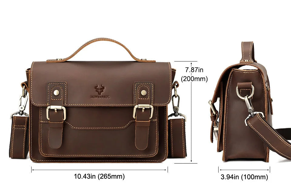 Large leather satchel shoulder bag