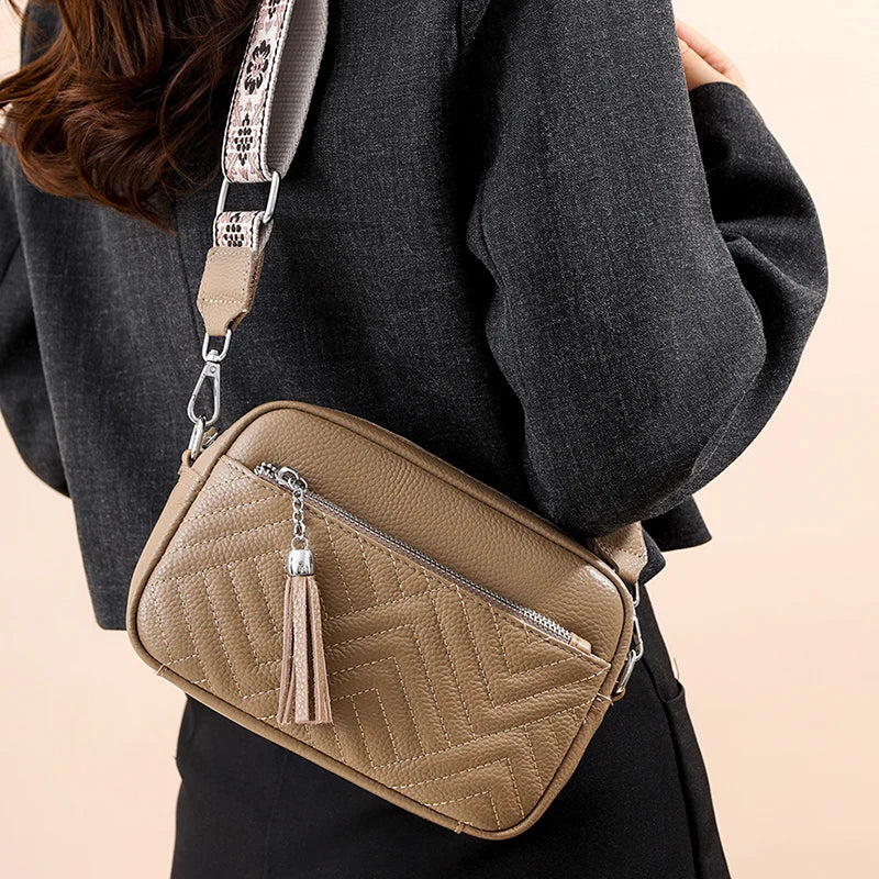 Textured leather crossbody bag