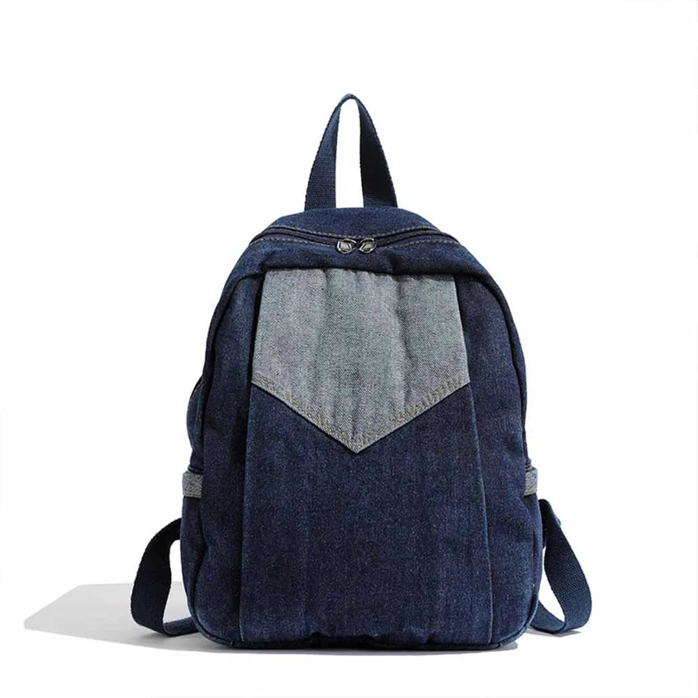 Embroidered women's denim backpack