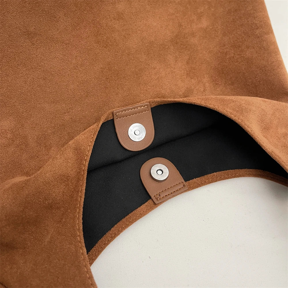 Chic suede slouch shoulder bag
