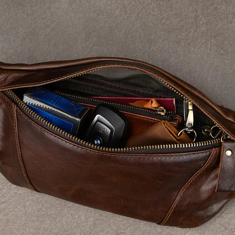 Men's leather chest bag