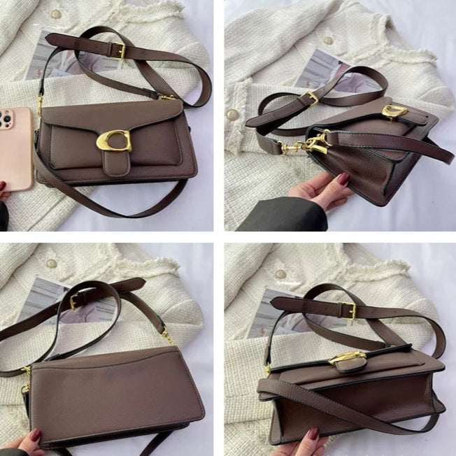 Designer inspired leather crossbody bag