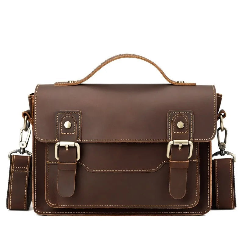 Large leather satchel shoulder bag