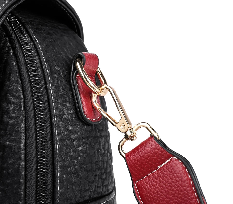 Contrast-strap leather backpack