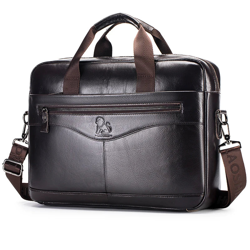 Men's structured leather laptop case