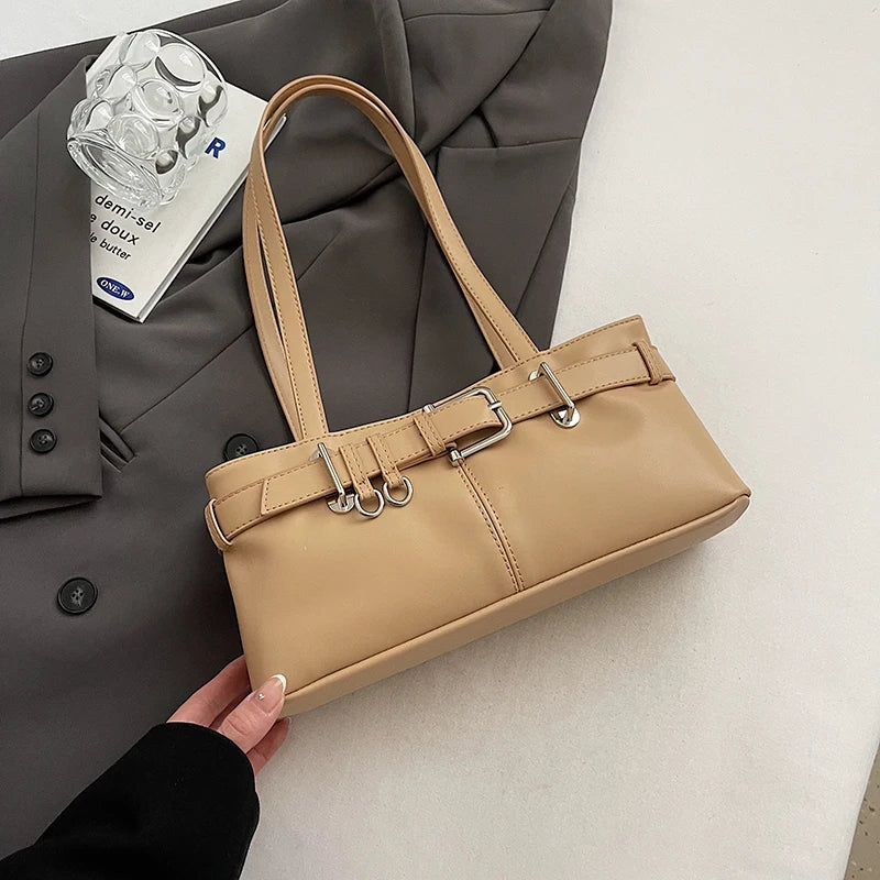 Soft-touch leather shoulder bag