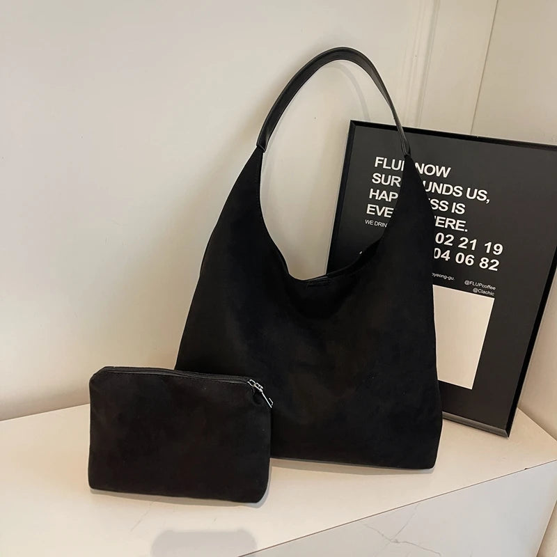 Chic suede slouch shoulder bag