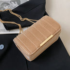 Luxury corduroy handbag with gold chain strap
