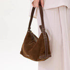 Sleek suede handbag for travel and errands