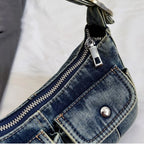 Denim handbag with front pockets