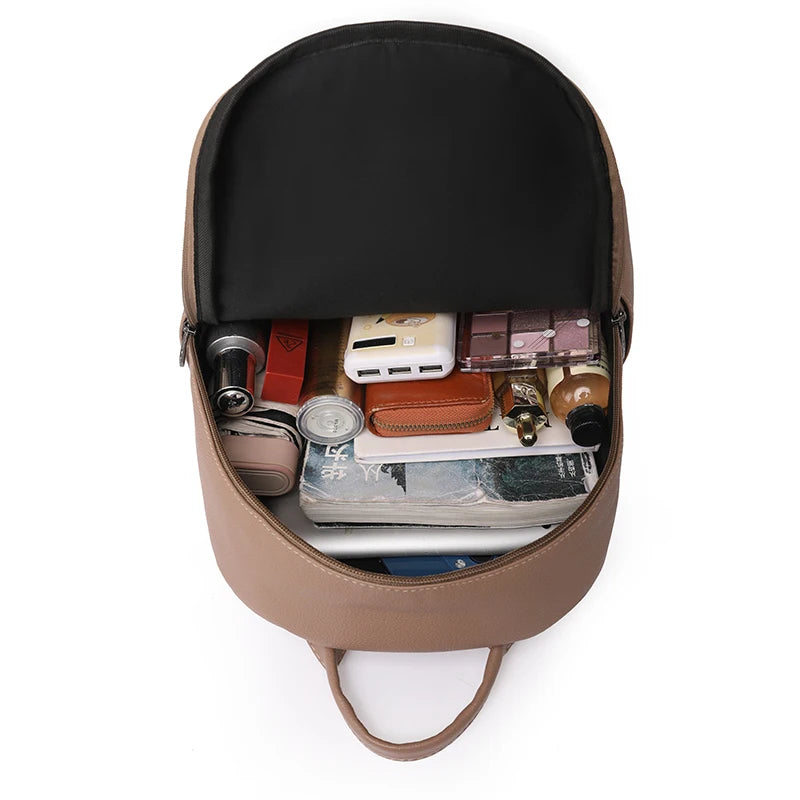 Smooth leather backpack with top handle