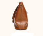 Large leather tote bag with zipper