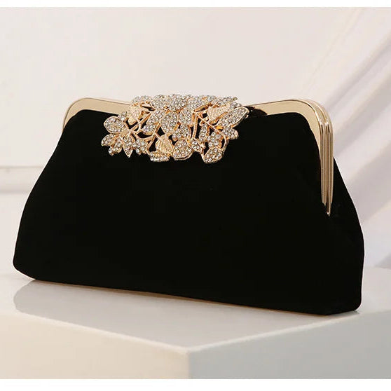 Corduroy clutch bag with decorative closure