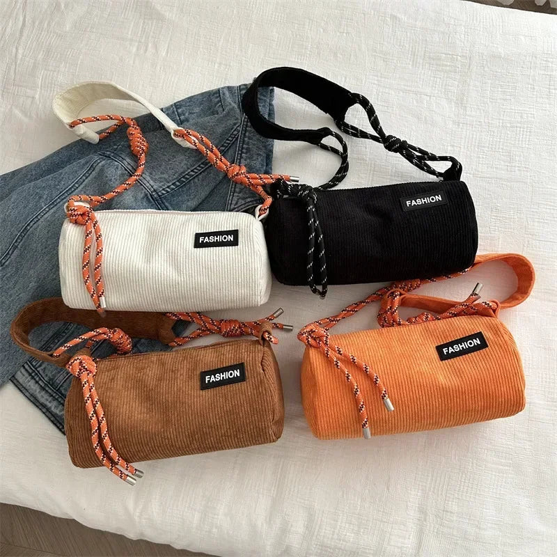 Corduroy handbag with slim strap