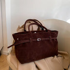 Vintage suede shopper tote bag