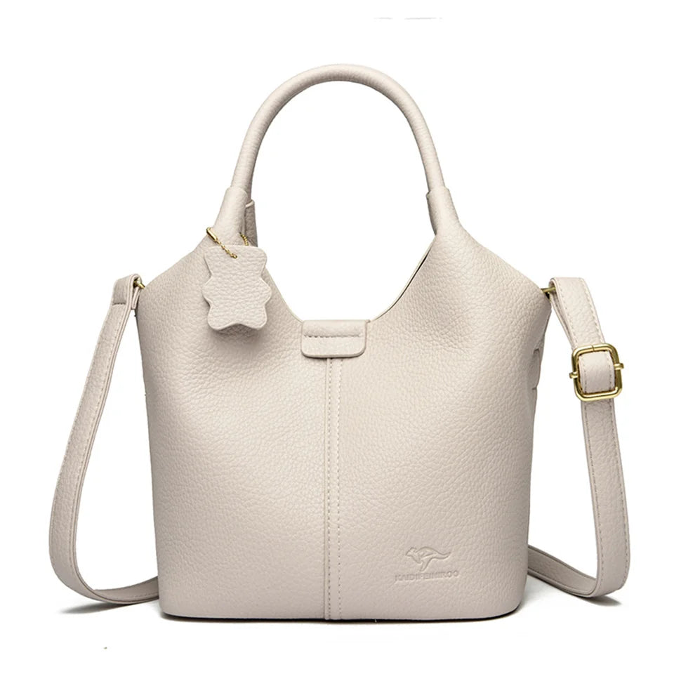 Leather shoulder handbag
