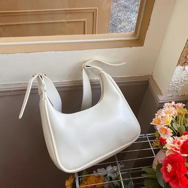 Minimalist leather shoulder bag for women