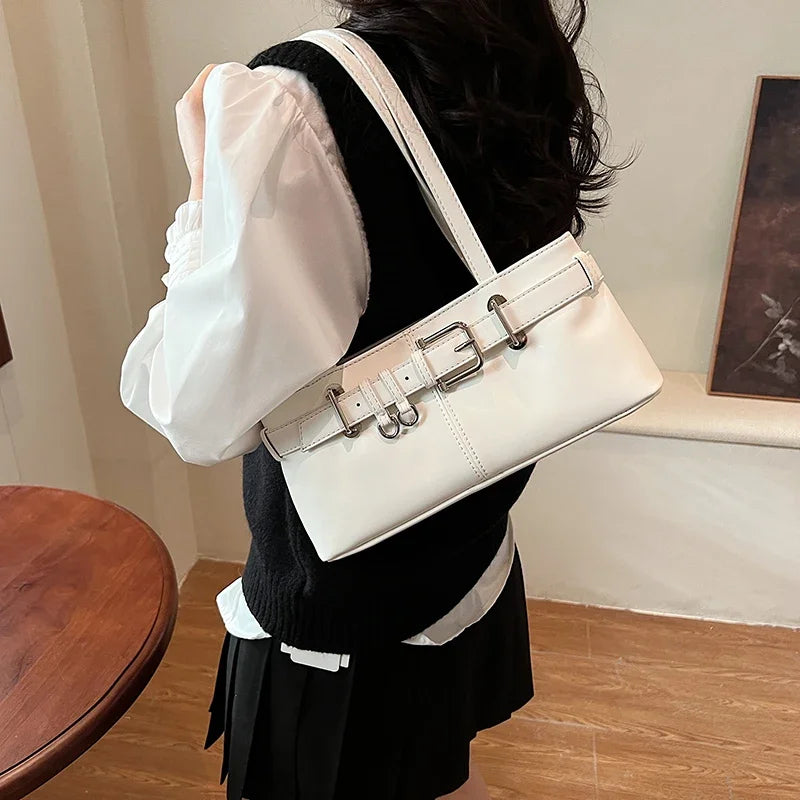 Soft-touch leather shoulder bag