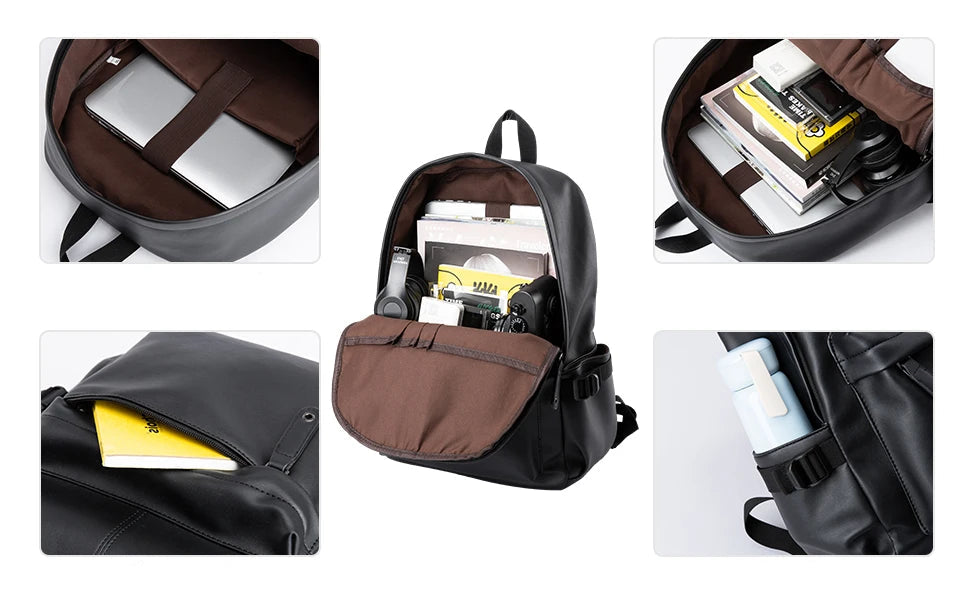 Soft leather backpack for men