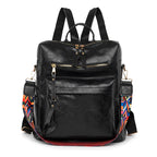 Large capacity leather knapsack