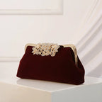 Corduroy clutch bag with decorative closure