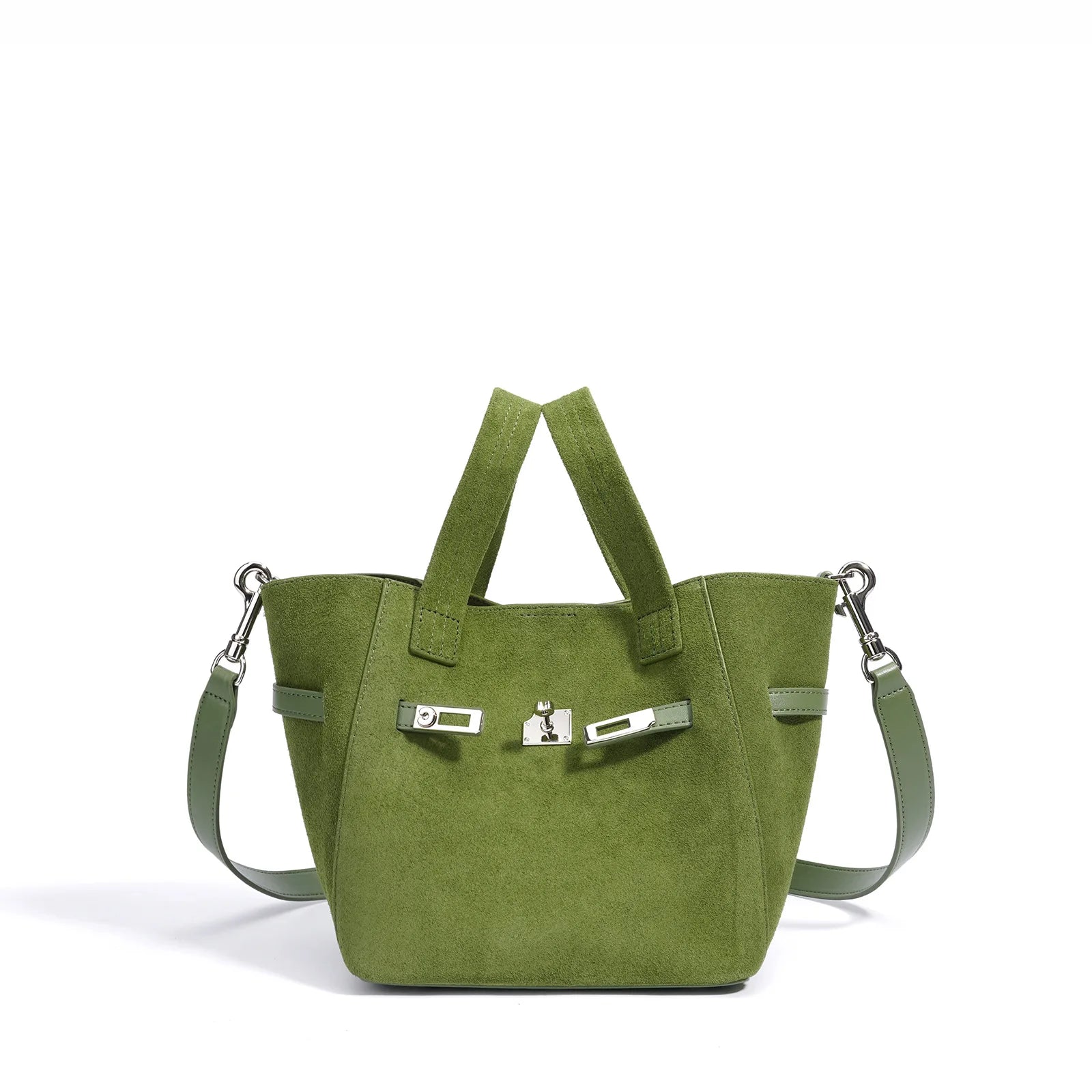 Designer-inspired suede handbag