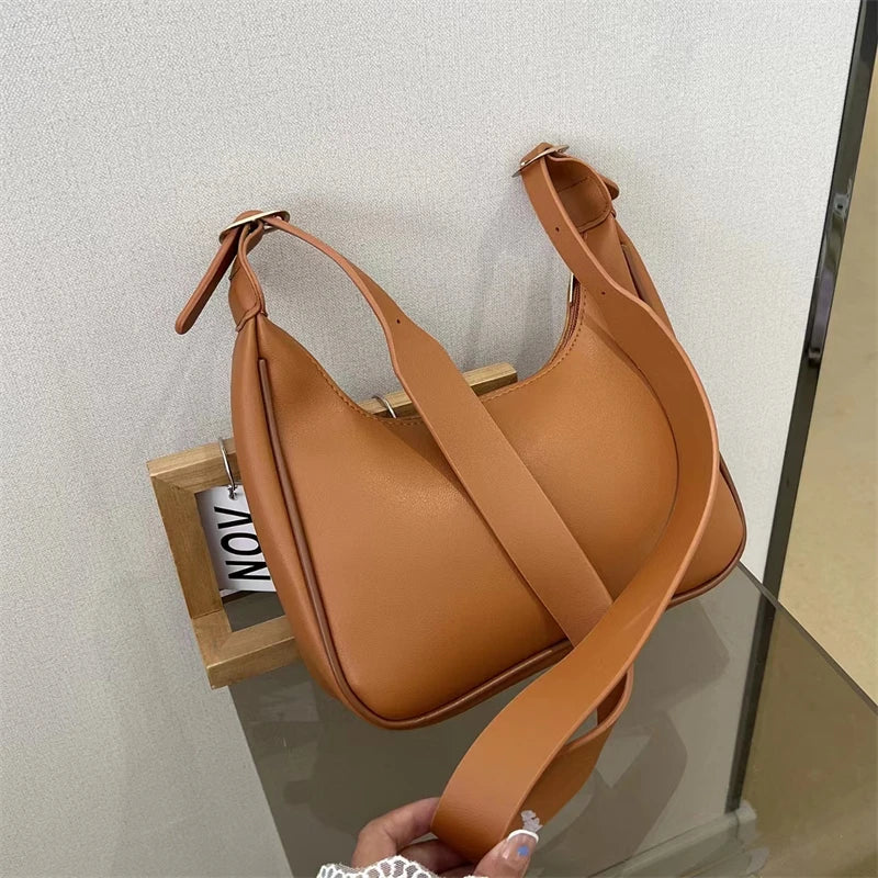 Minimalist leather shoulder bag for women