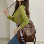 Modern leather backpack for women
