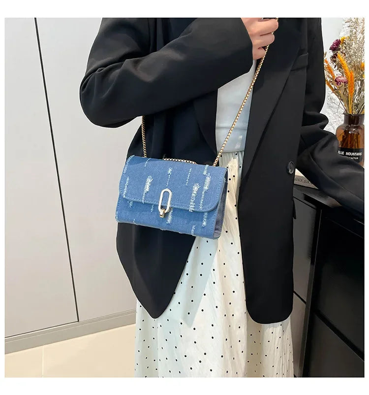 Casual washed denim purse for everyday outfits