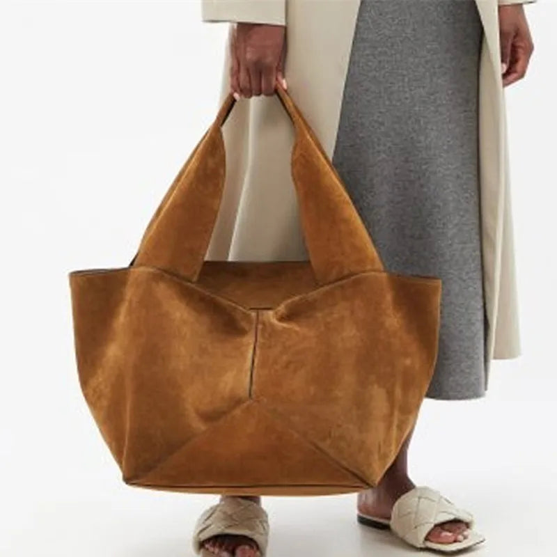 Large suede shopper handbag
