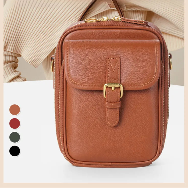 Structured small leather crossbody bag