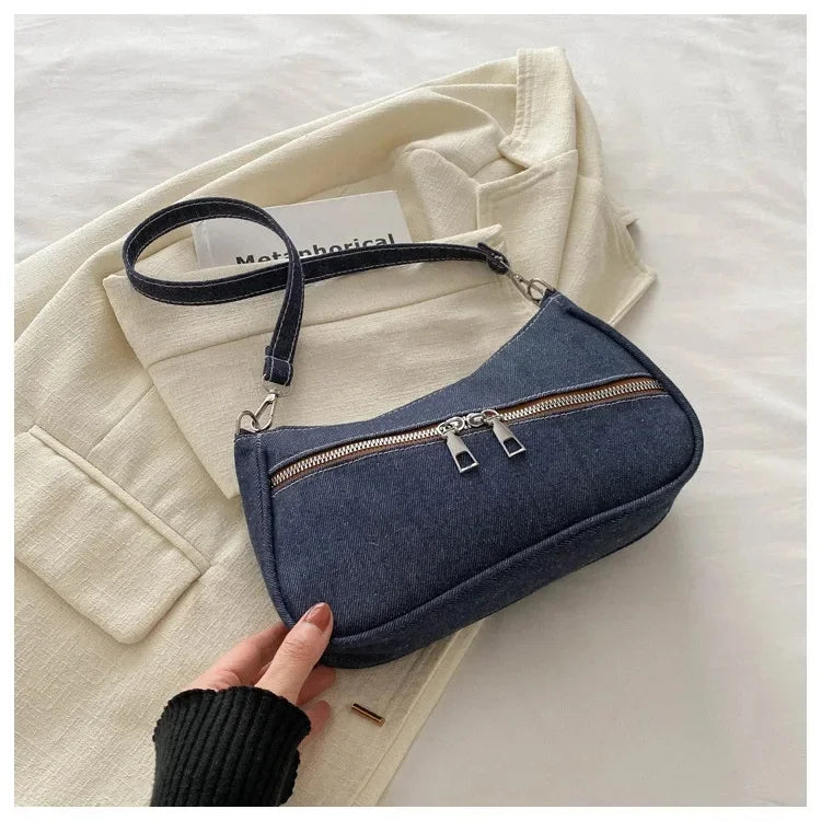 Denim evening clutch bag