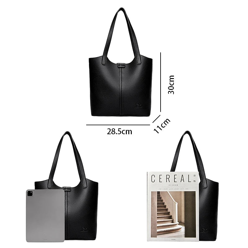 Structured leather tote bag