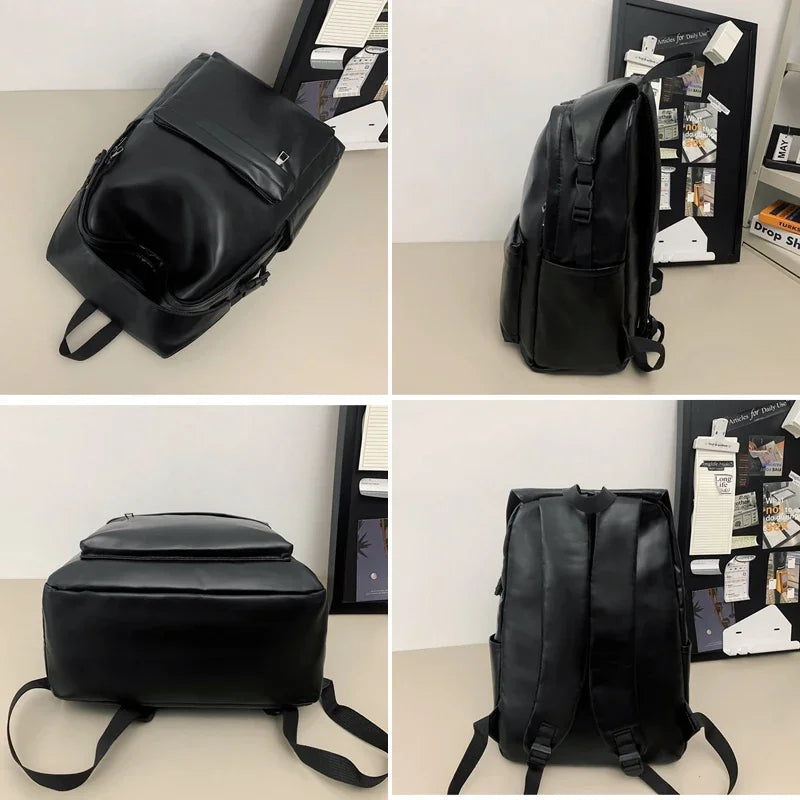 Functional leather backpack