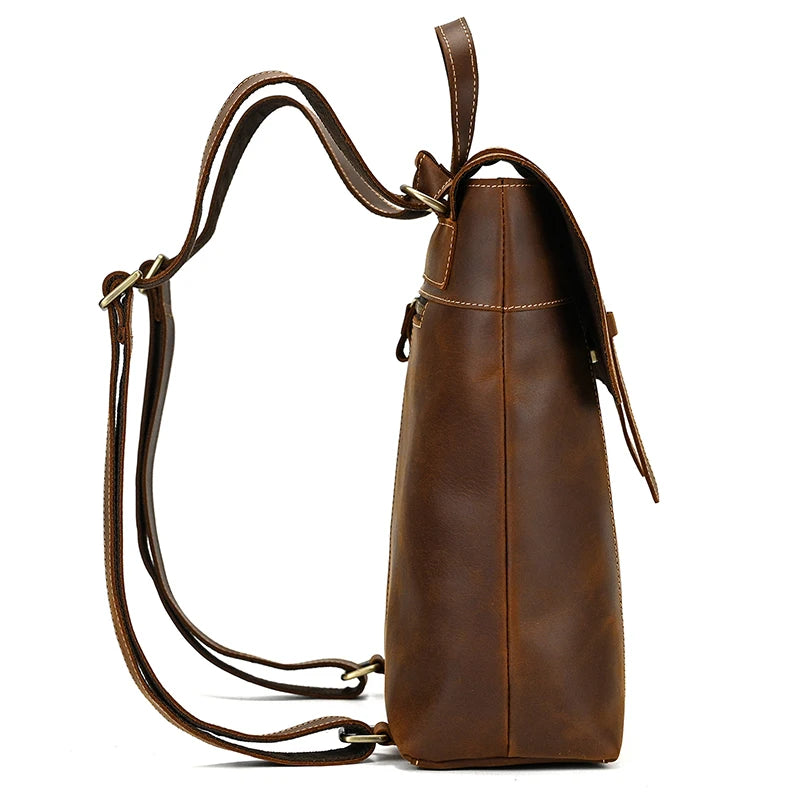 Structured leather rucksack backpack