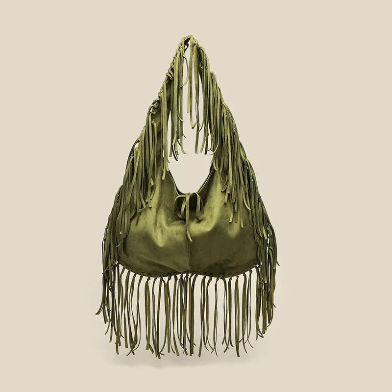 Boho suede shoulder bag