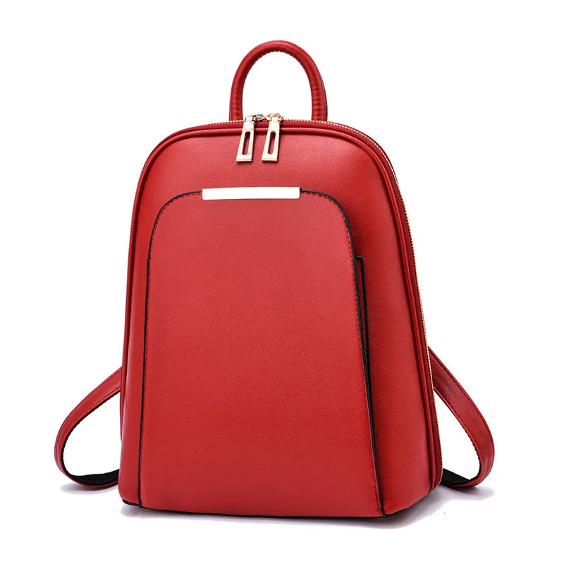 Leather mini knapsack for women