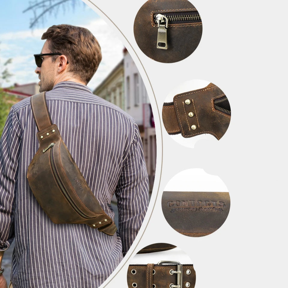 Structured leather waist bag