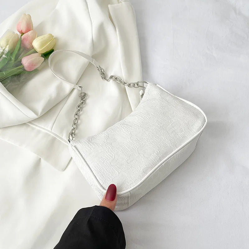 Corduroy handbag set with soft chain handle